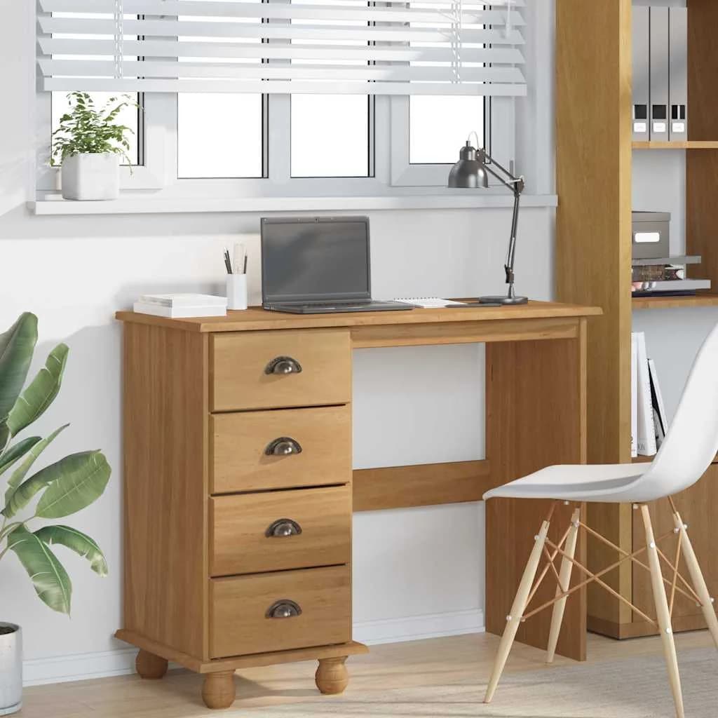 Pisalna miza ASKIM Rjava 95 x 40 x 75 cm Masivno borovo les - slika 4