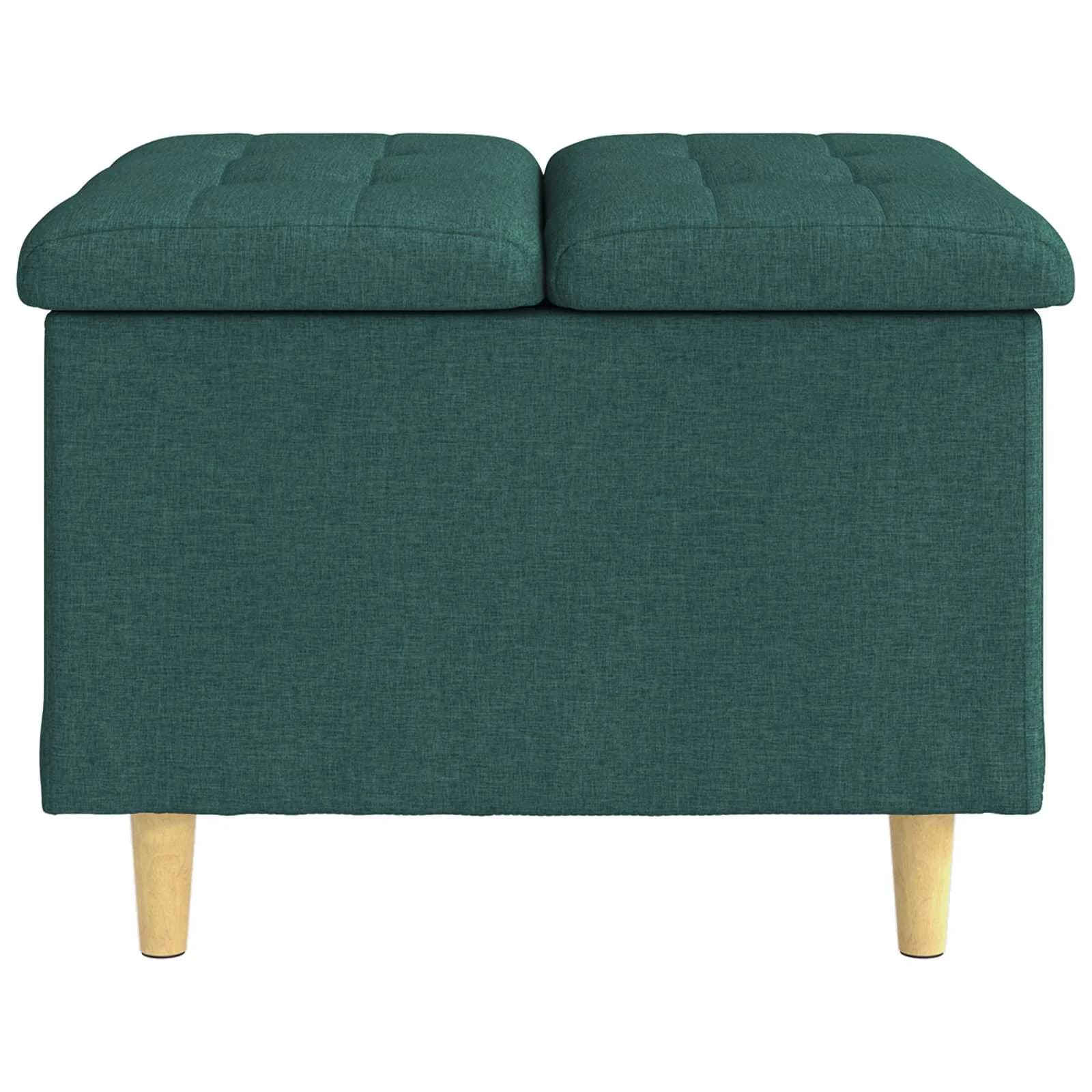 Shranjevalna tabureta Temno zelena 60 x 60 x 45 cm blago - slika 5