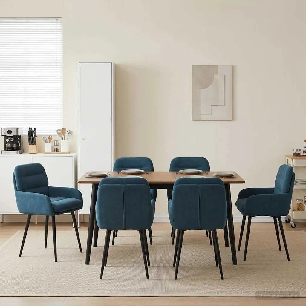 Jedilni stoli 6 kos Žamet Modra 59 x 59,5 x 90 cm