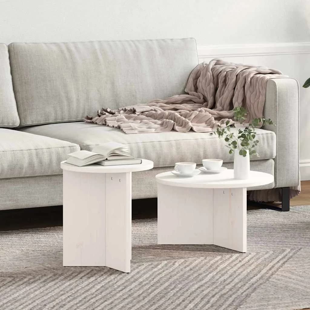Klubska miza 2 kos Bela 49 x 49 x 28 cm Trden borov les