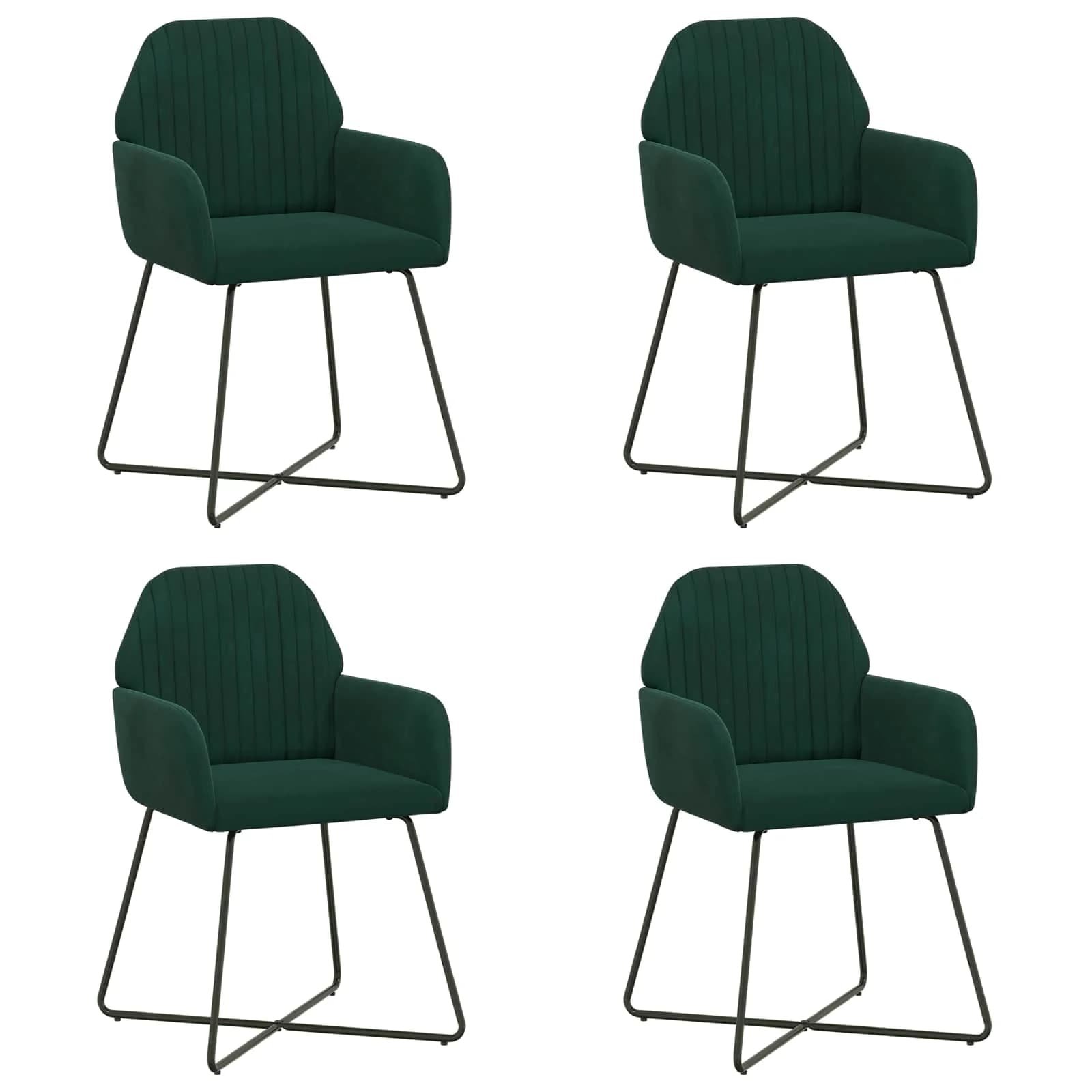 Jedilni stoli 4 kos Žamet Temno zelena 55 x 50 x 84 cm - slika 2