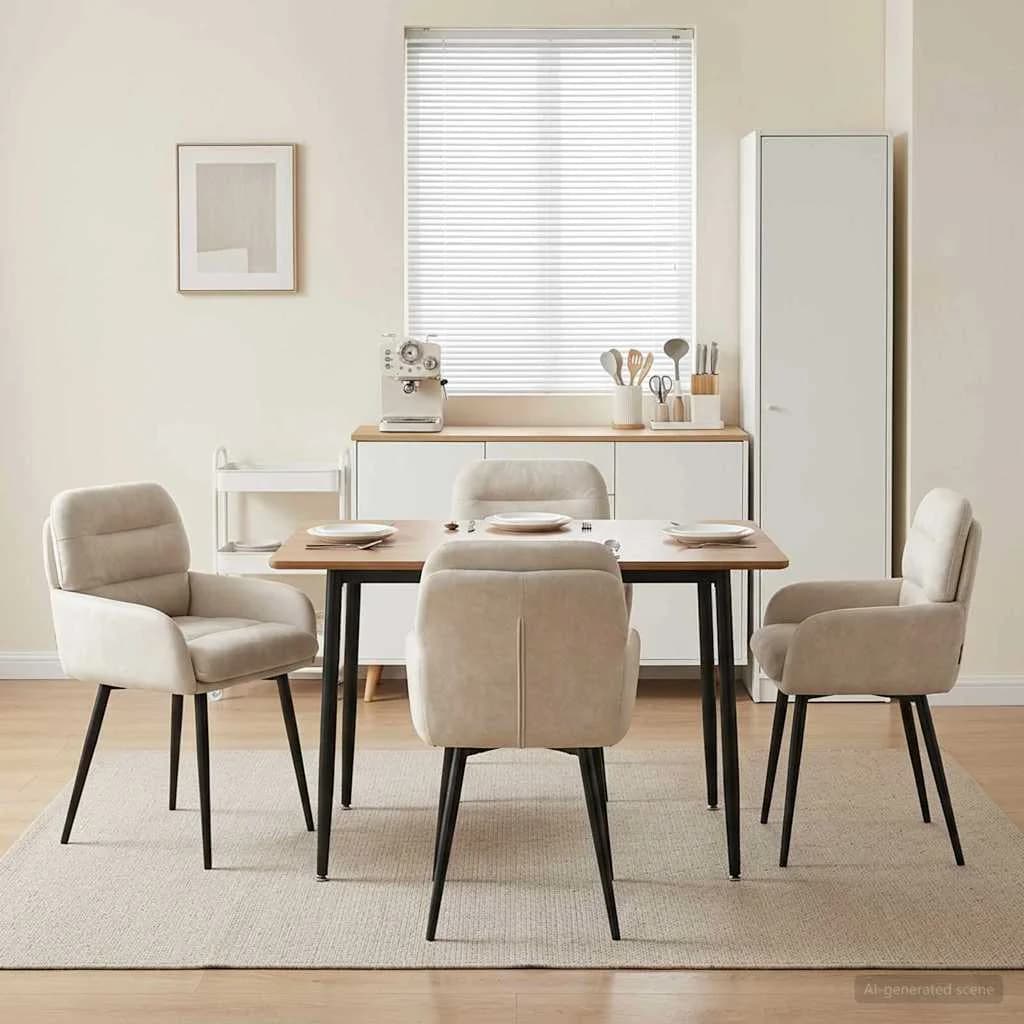 Jedilni stoli 4 kos Žamet Krem 59 x 59,5 x 90 cm