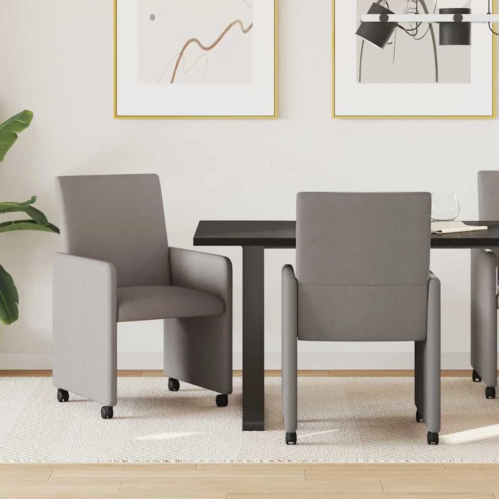 Jedilni stoli s kolesi 2 kos blago Taupe 57 x 66 x 94 cm