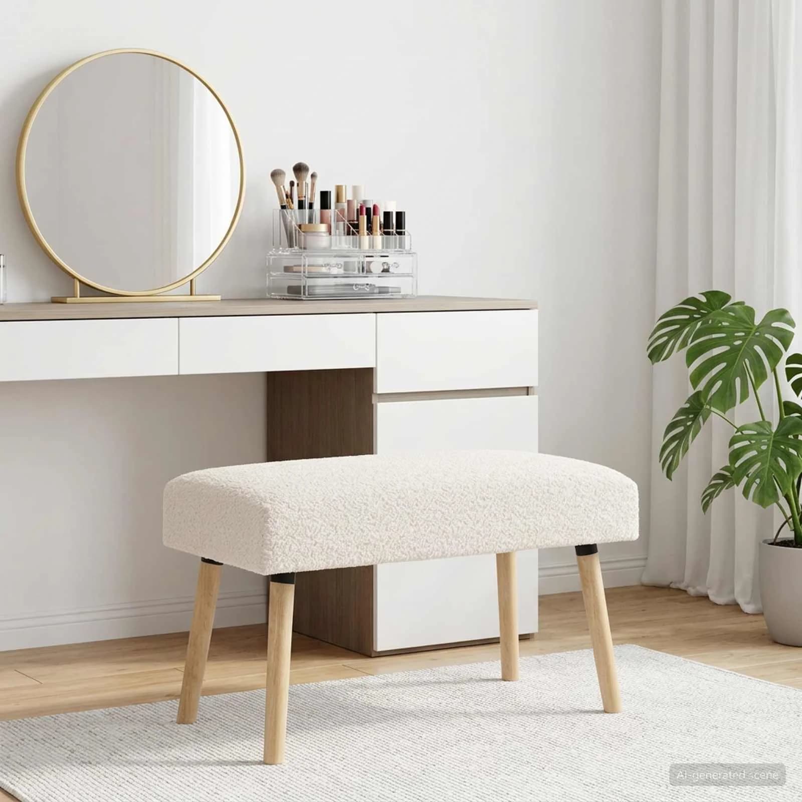 klop Enobarvno Krem 80 x 40 x 46 cm Bouclé - slika 3