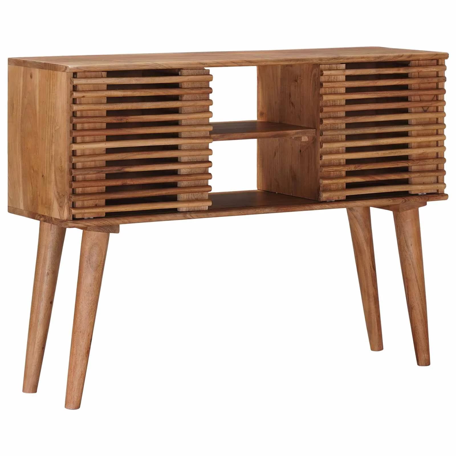 Ročno izdelana končna miza Teak rjava 100 x 30 x 75 cm