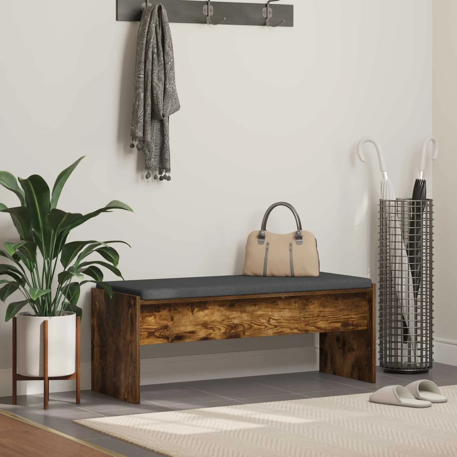 Haldna klop z blazino Dimljeni oreh 103 x 38 x 40 cm