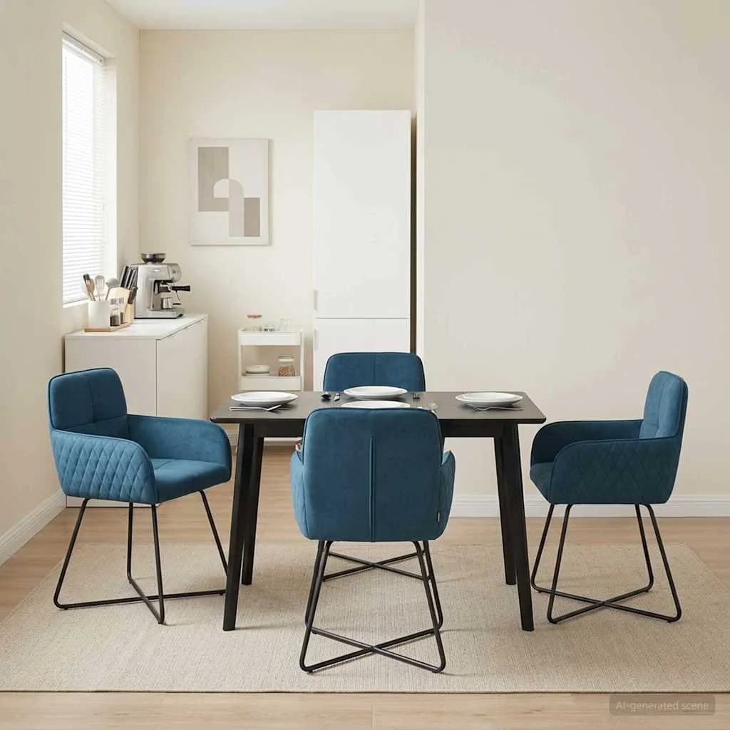 Jedilni stoli 4 kos Žamet Modra 59 x 56,5 x 86 cm