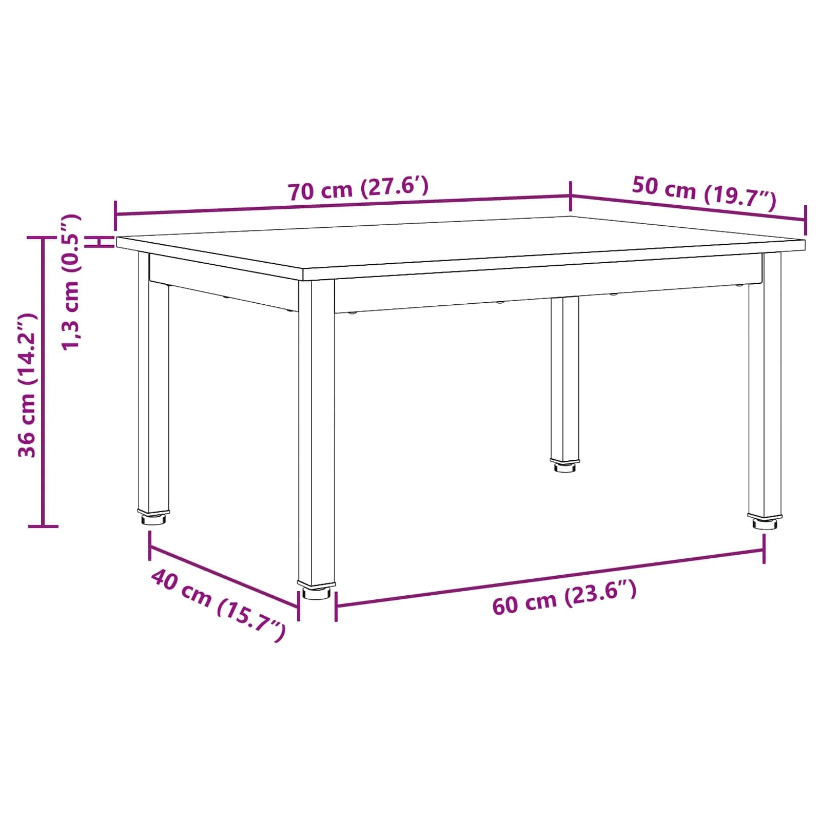Klubska miza Naravna 70 x 50 x 36 cm Masivno borovo les - slika 12