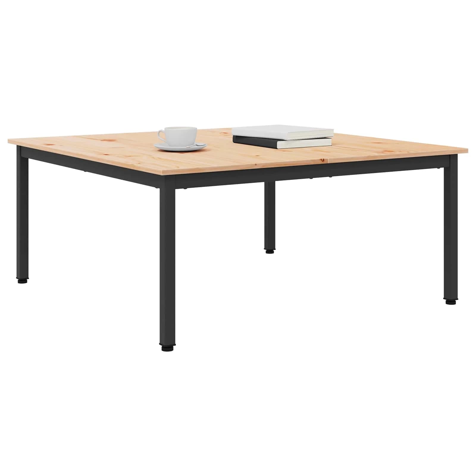 Klubska miza Naravna 100 x 100 x 45 cm Masivno borovo les - slika 3