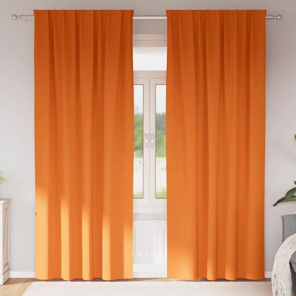 Zavese za zatemnitev z obroči 2 kos Svetlo oranžna 260 x 140 cm