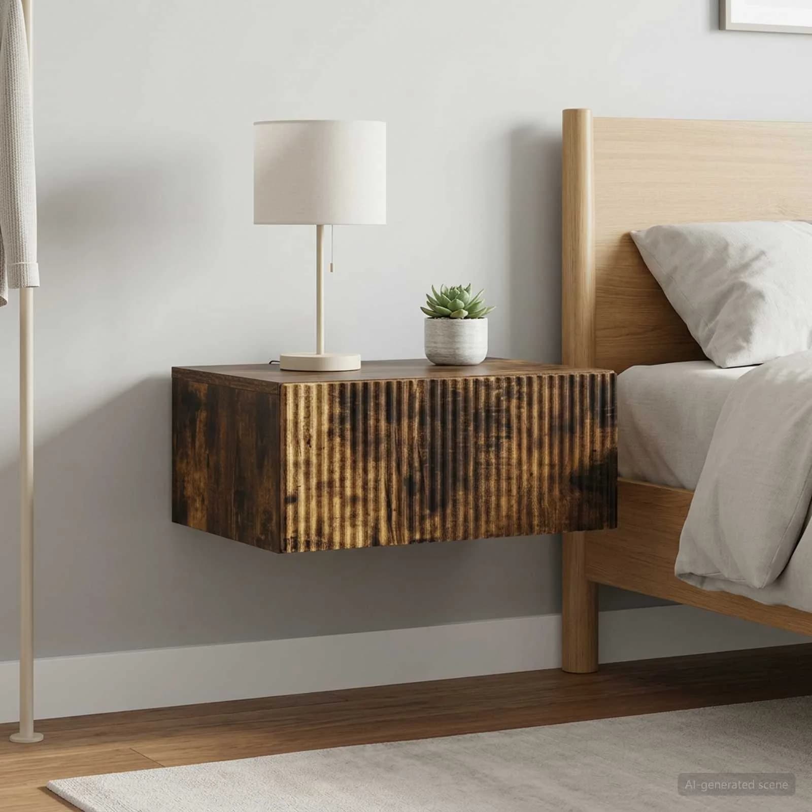 Stenski nočni omarici 2 kos Dimljen hrast 49 x 34,5 x 20 cm - slika 4