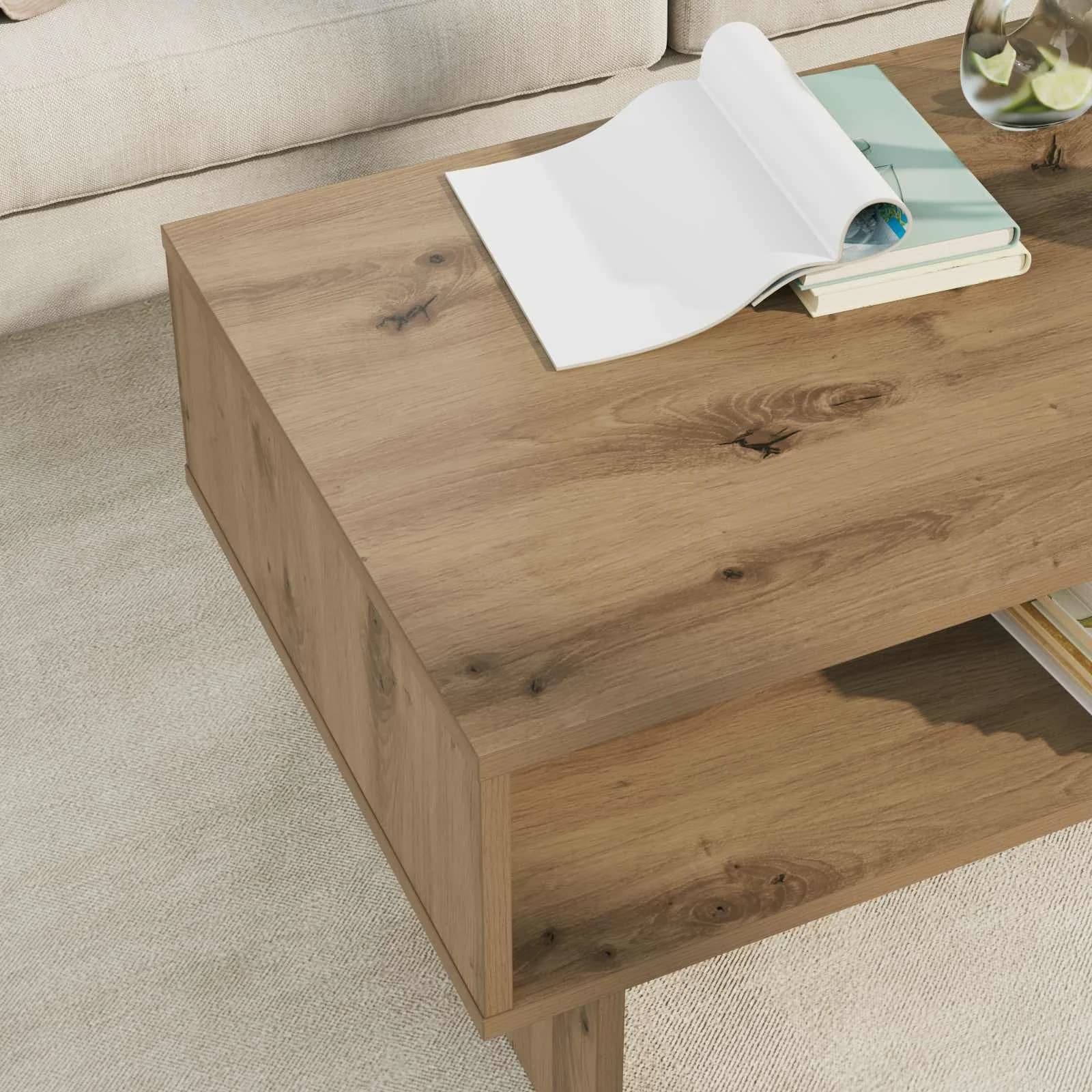 Klubska miza Umetni hrast 80 x 46 x 35 cm Inženirski les - slika 4