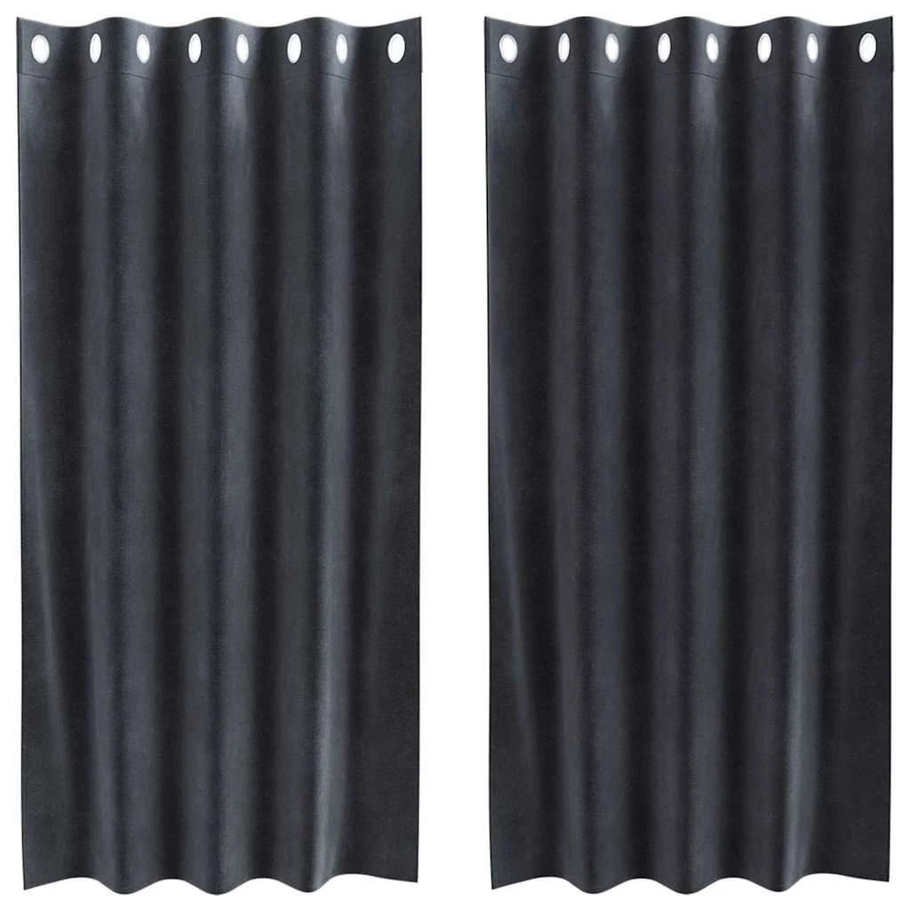 Zatemnitvene zavese 2 kos Temno siva 140 x 175 cm Žamet - slika 2