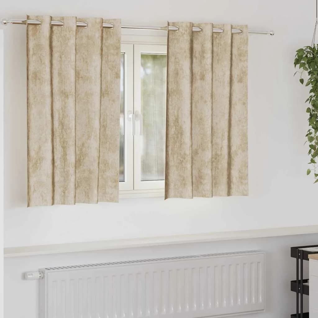 Velvete zavese 2 kos krema 140 x 140 cm Žamet