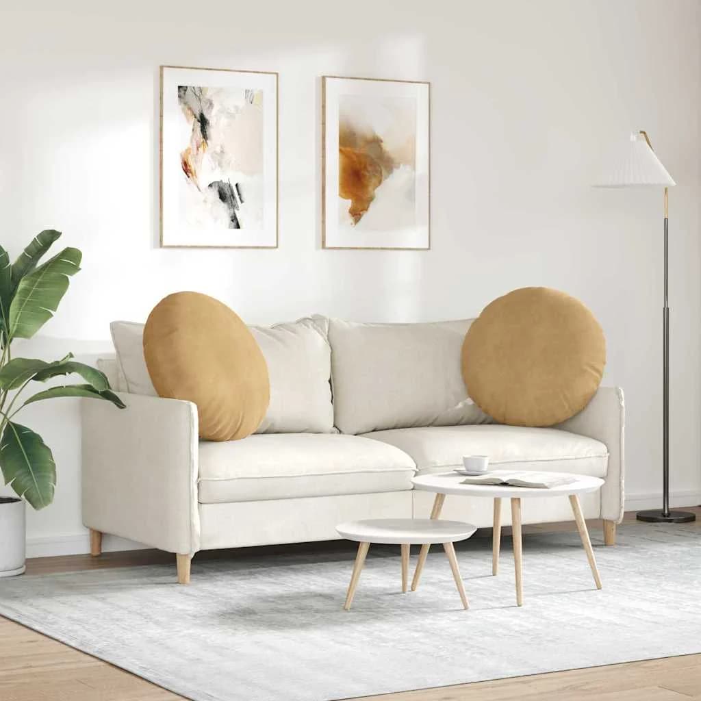 Sedežne blazine 2 kos Žamet Rjava Ø 80 x 29 cm - slika 4
