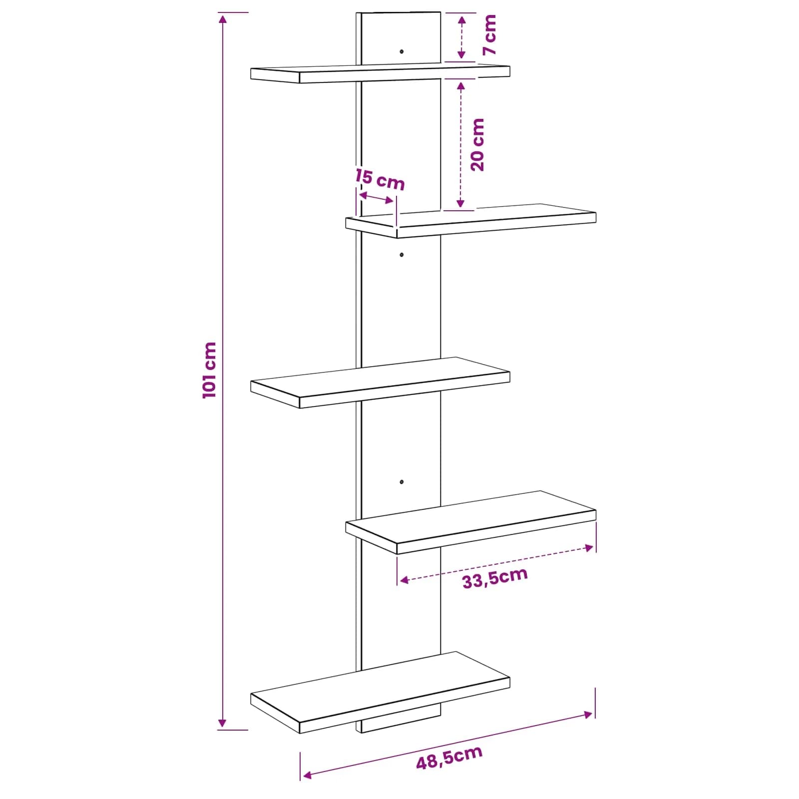 PrFloating Shelf Siva Sonoma 48,5 x 15 x 101 cm Inženirski les - slika 8