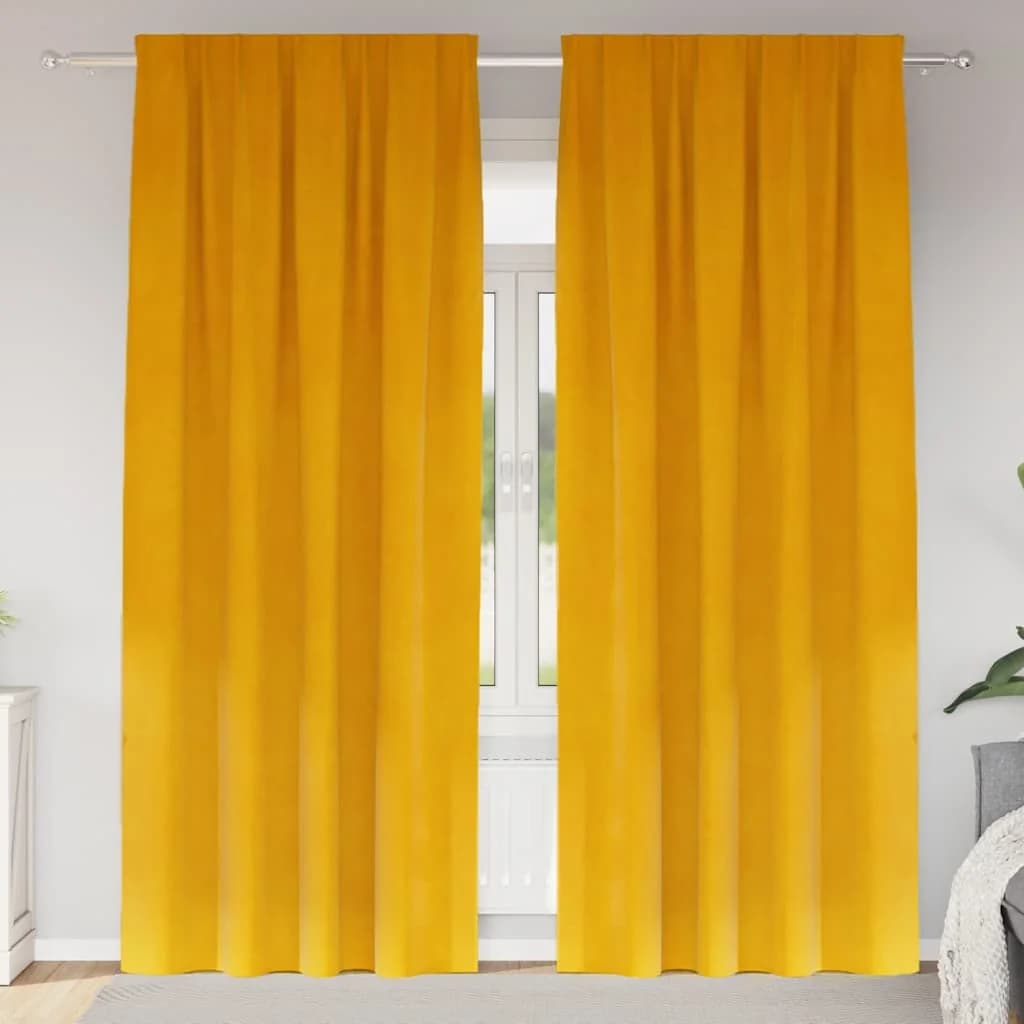 Zatemnitvene zavese 2 kos Gorčična rumena 140 x 225 cm Žamet