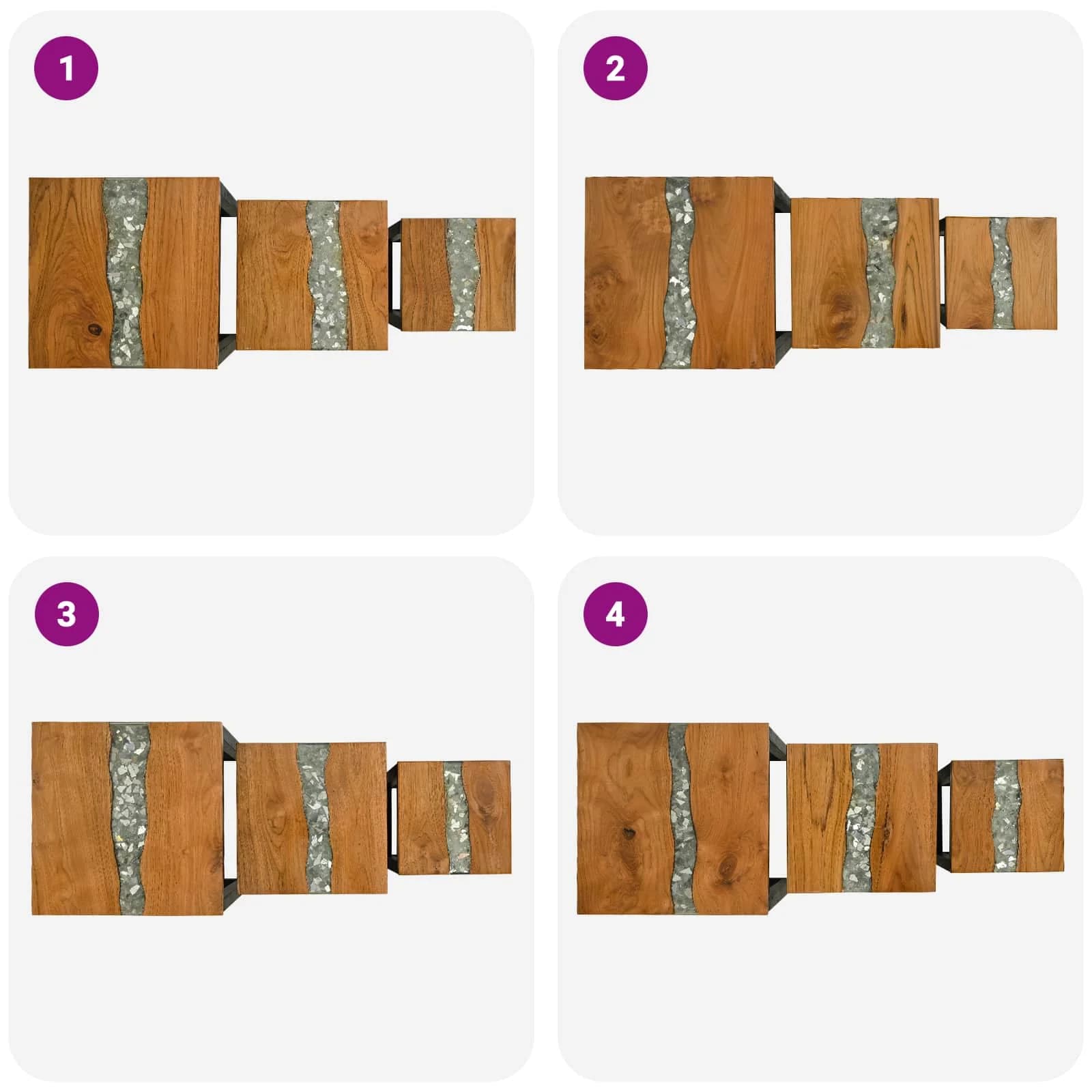Nesting miza 3 kos Rjava Trden tikov les - slika 9