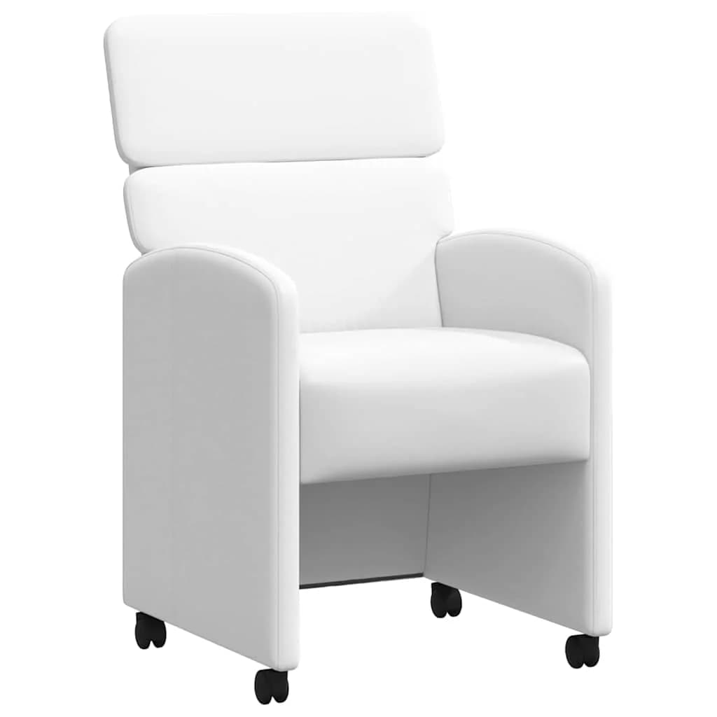 Jedilni stoli s kolesi 2 kos Umetna koža Bela 58 x 65 x 98 cm - slika 2