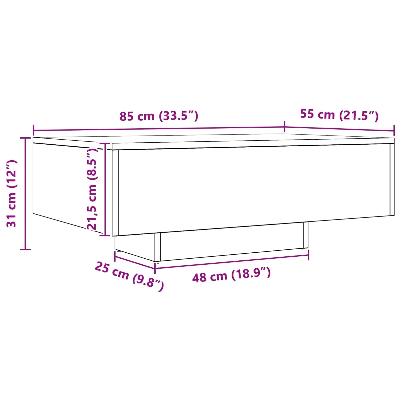 Klubska miza Črna Orehovina 85 x 55 x 31 cm - slika 9