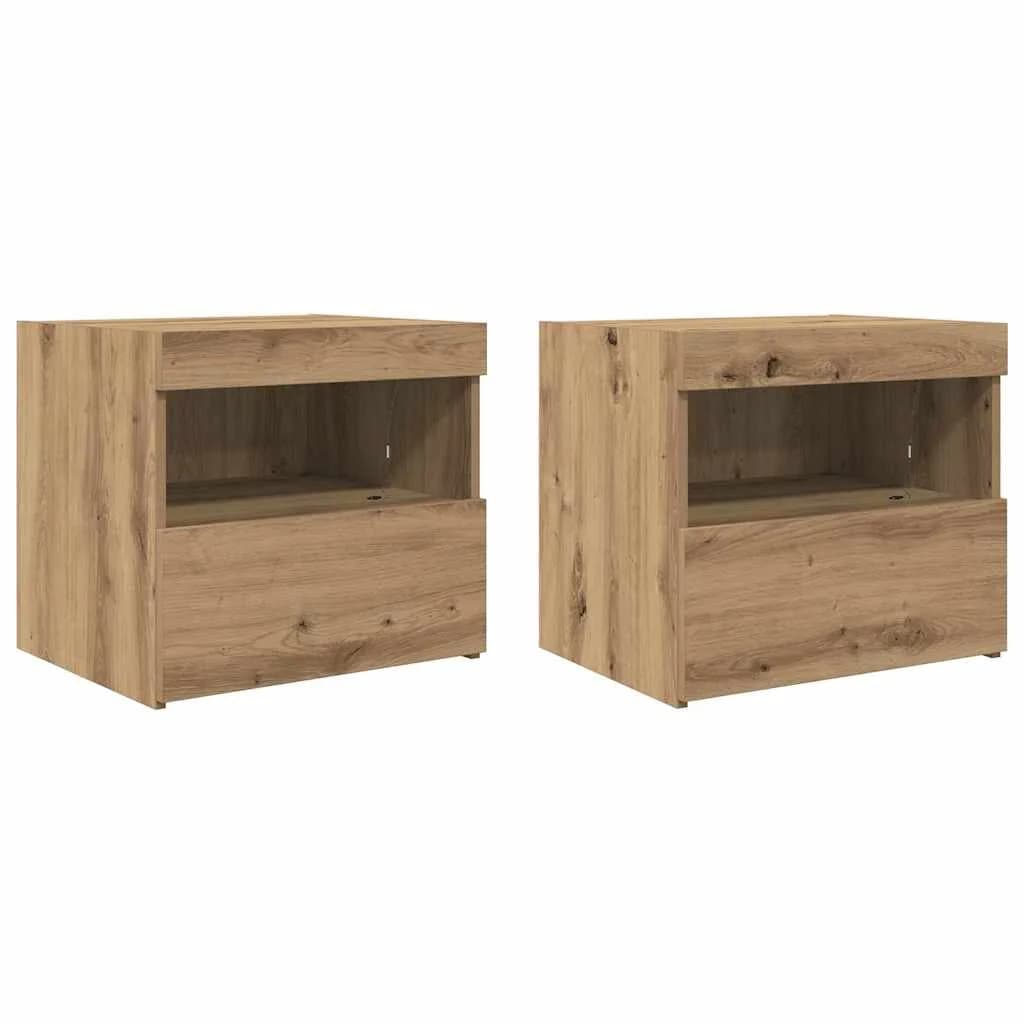 Nočna omarica 2 kos Umetni hrast 50 x 40 x 45 cm Inženirski les - slika 2