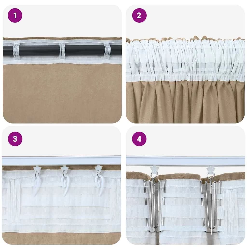 Velvete zavese 2 kos Šampanjec 245 x 140 cm Žamet - slika 7