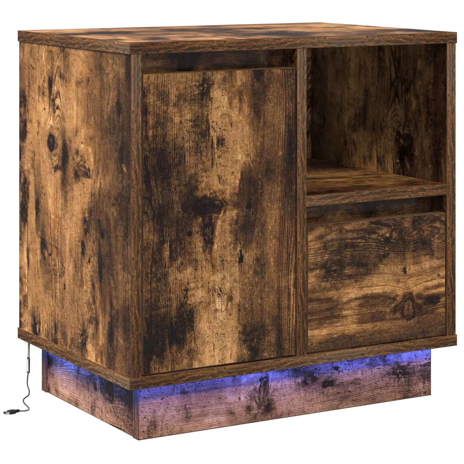 Nočna omarica Dimljeni oreh 50 x 34,5 x 50 cm. Inženirski les - slika 2