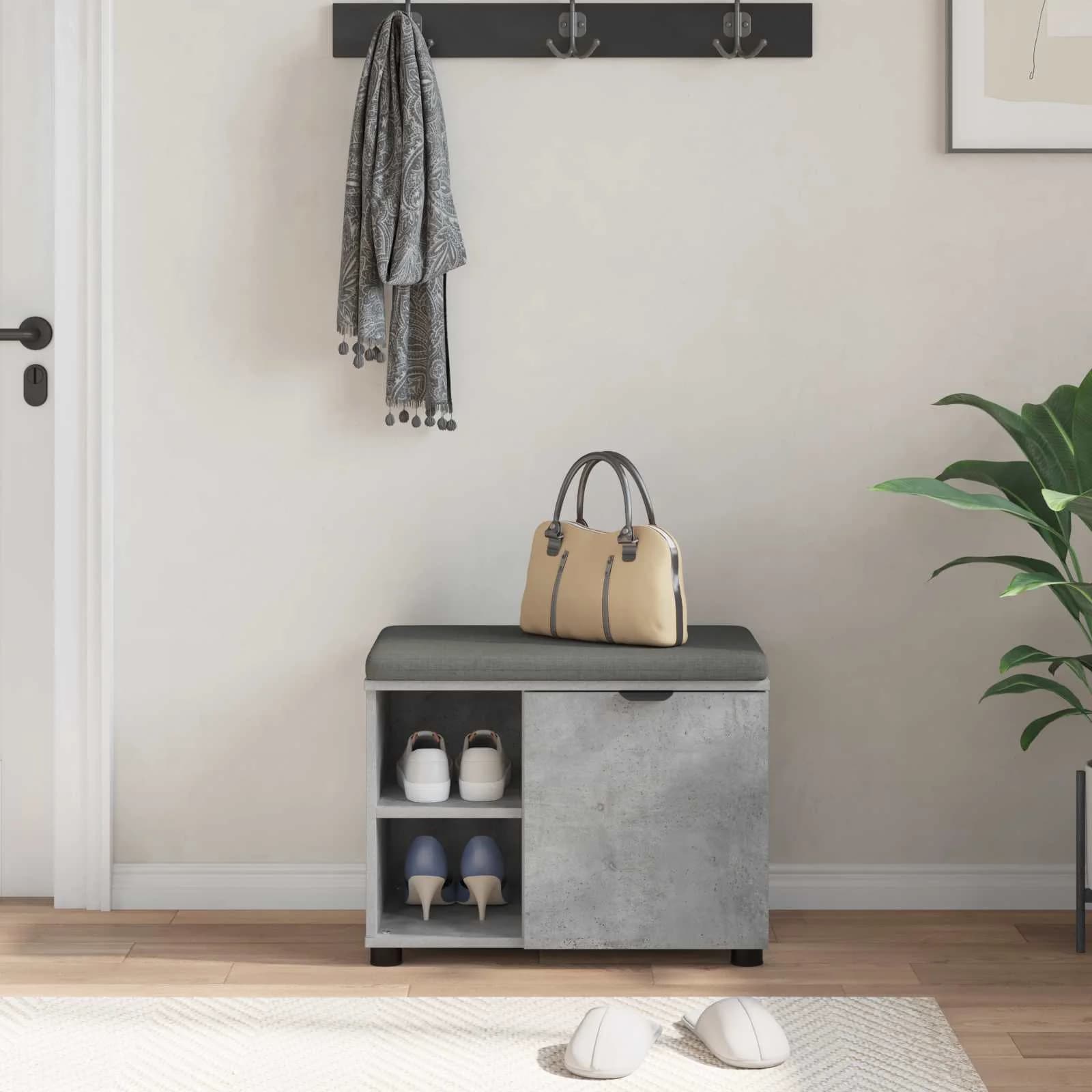 Haldna klop Beton Siva 60 x 38 x 46 cm Oblikovan Les in Tkanina - slika 4