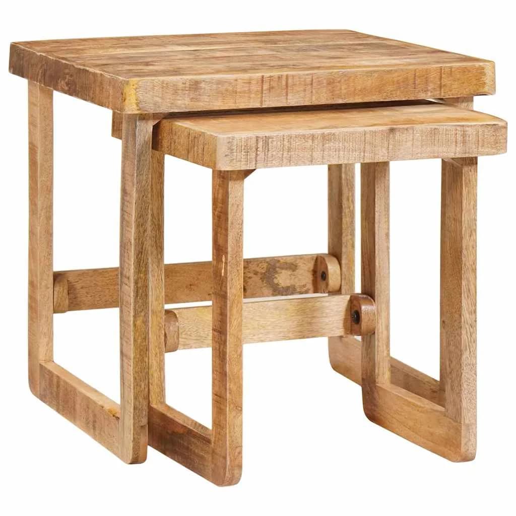 Gnezditvene mize 2 kos Rjava 46 x 46 x 45 cm Masiven les manga
