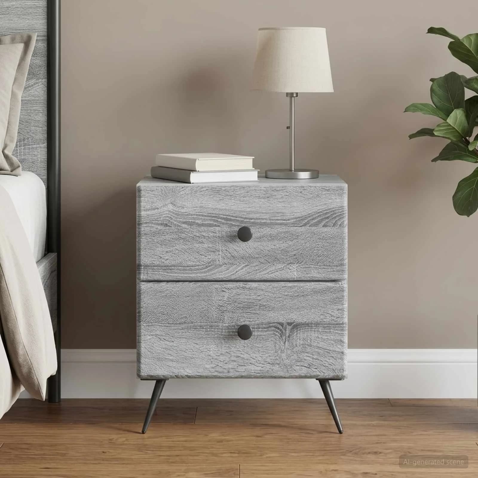 Nočna omarica Siva Sonoma 43 x 34,5 x 47,5 cm Inženirski les