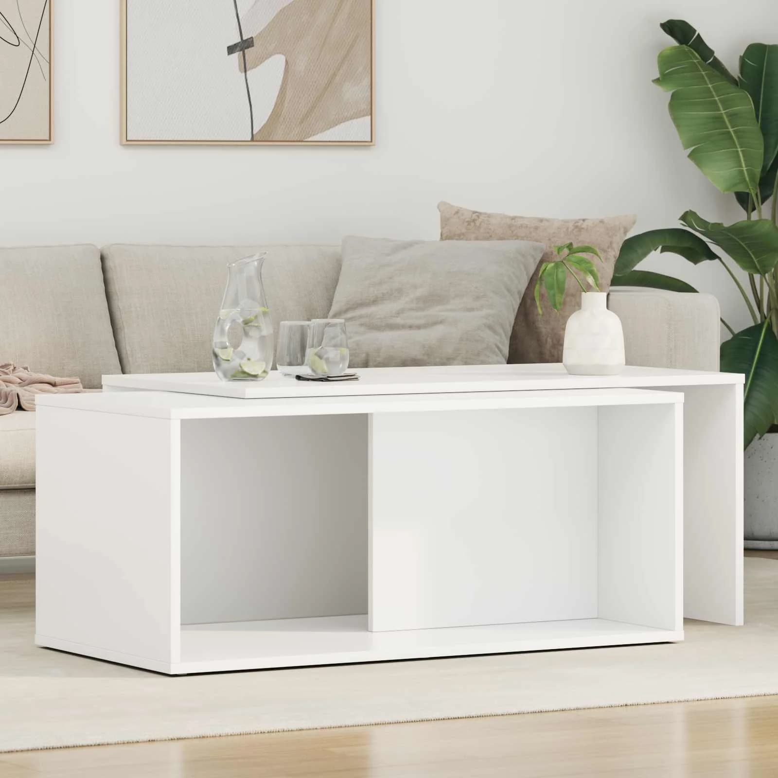 Set kavno mizico 2 kos Bela 90 x 48 x 40 cm Inženirski les