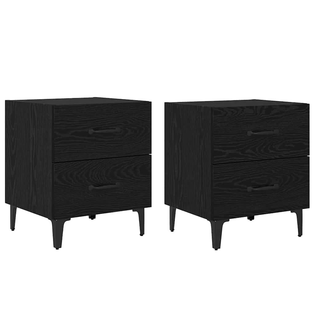 Posteljna omarica 2 kos Črna Orehovina 40 x 35 x 47,5 cm - slika 2