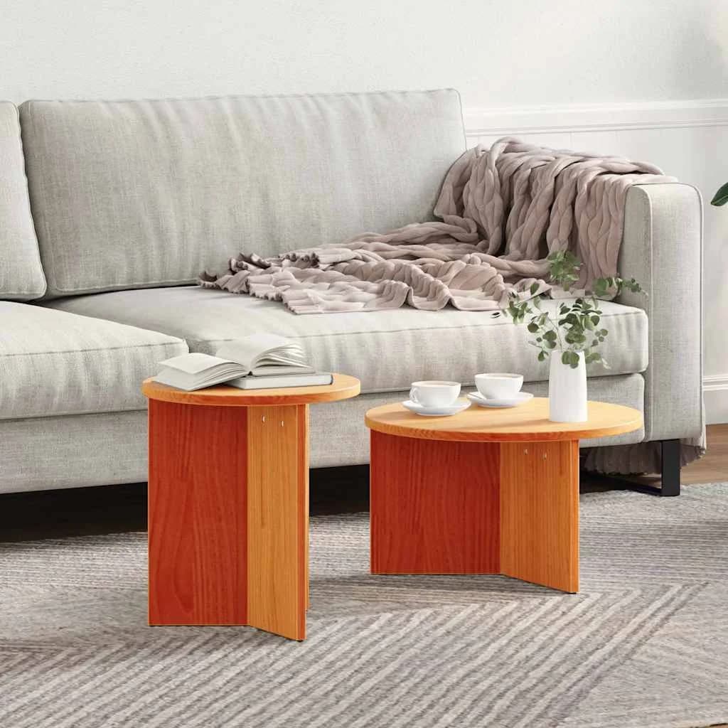 Klubska miza 2 kos Voskast rjav 49 x 49 x 28 cm Trden borov les