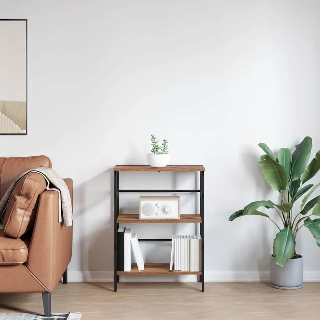Knjižna polica 2 nivojev 60 x 29,5 x 81 cm Inženirski les - slika 4