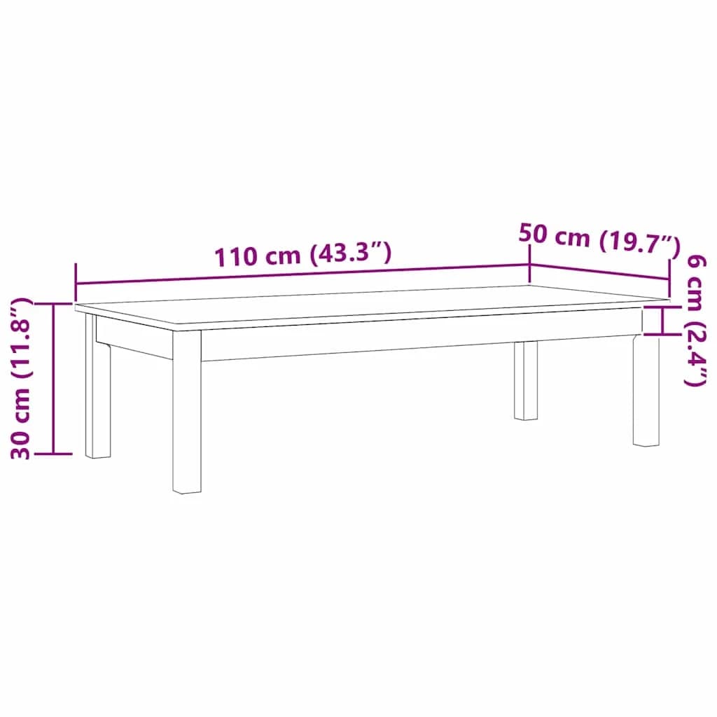 Klubska miza Max Rjav 110 x 50 x 30 cm Masivno borovo les - slika 8