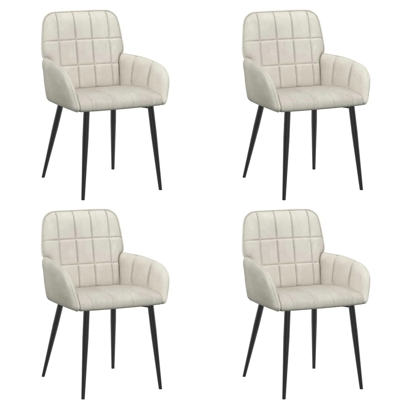 Jedilni stoli 4 kos Žamet Krem 57 x 50 x 85 cm - slika 2