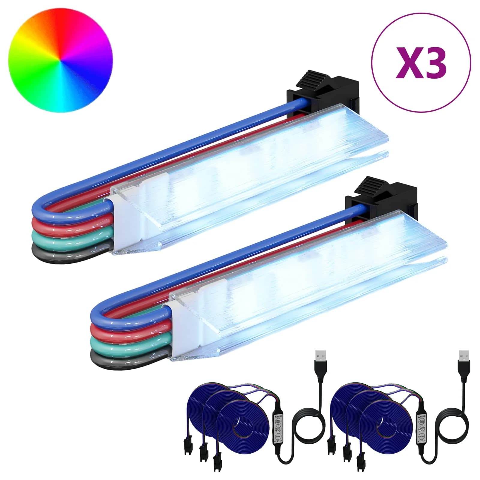 LED trak 2 kos Črna in večbarvna Baker in plastika - slika 2