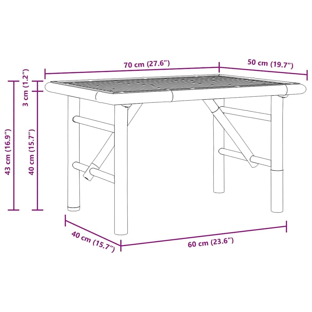 Klubska miza Rjava 70 x 40 x 36 cm Bambus - slika 10