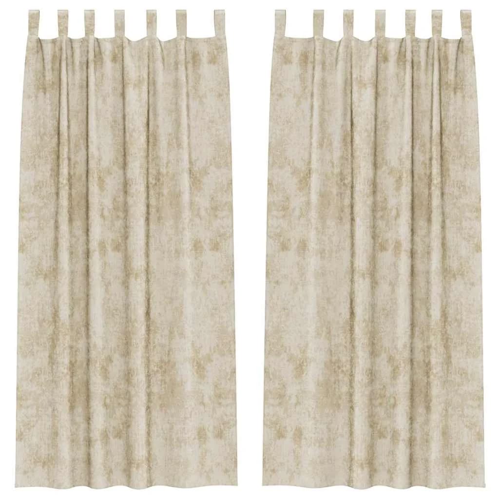 Velvete zavese 2 kos krema 225 x 140 cm Žamet - slika 2