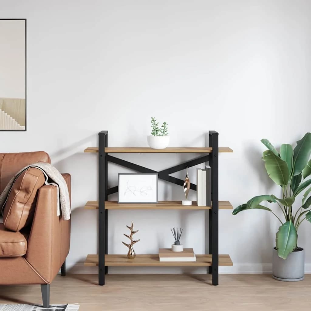 Knjižna polica 3 nivojev 100 x 33,5 x 102 cm Inženirski les - slika 4
