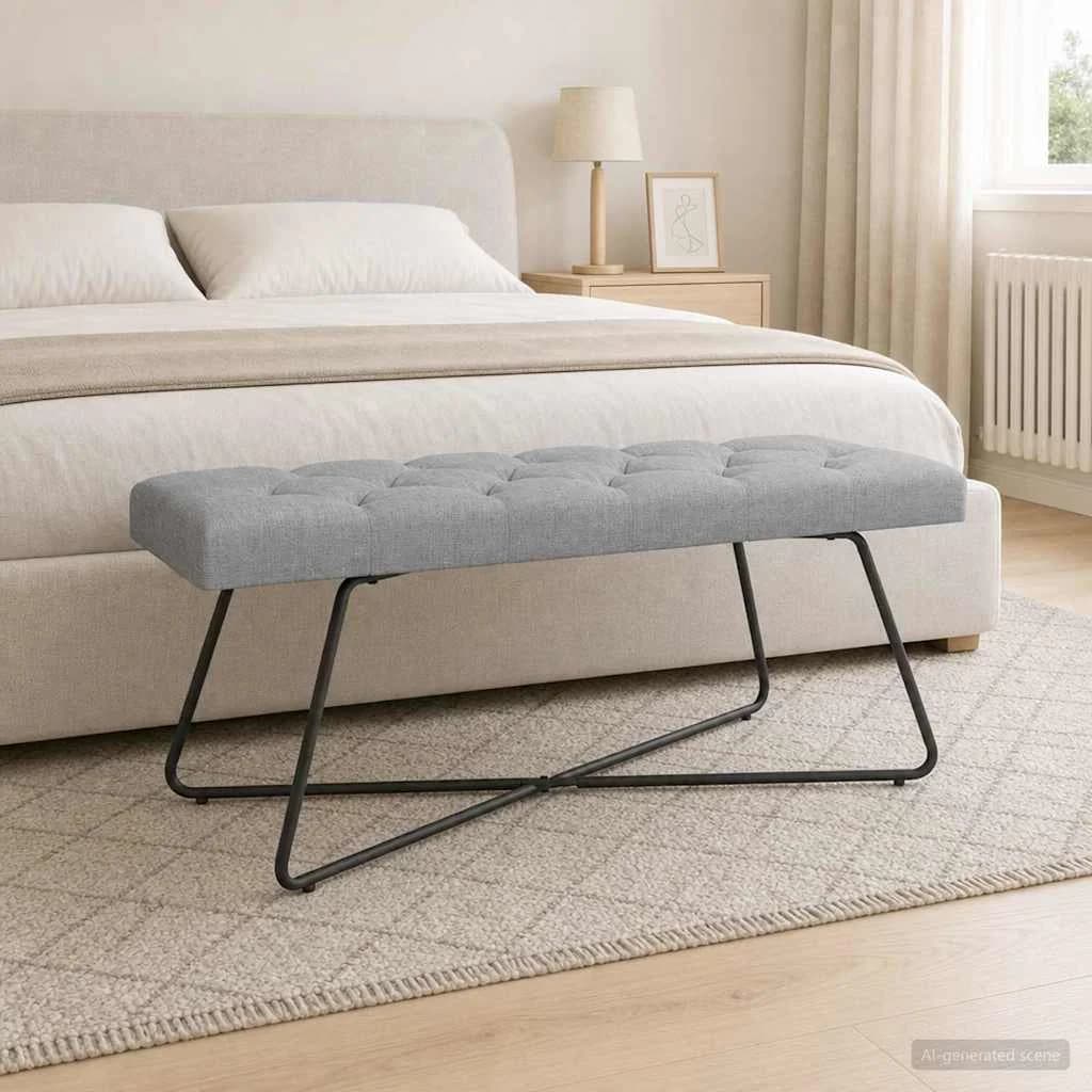 Klop s gumbnim oblazinjenjem Svetlo siva 110 x 40 x 46 cm Blago - slika 4