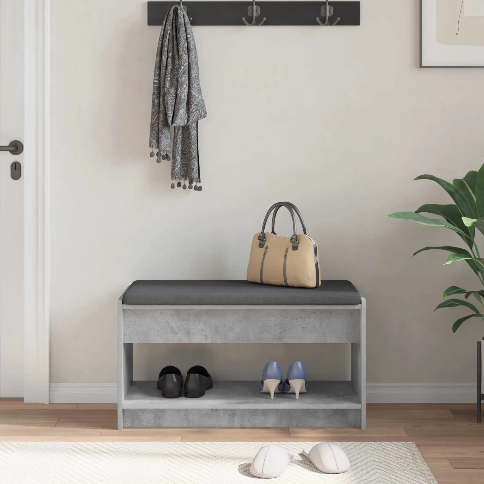 Haldna klop Beton Siva 83 x 38 x 45 cm Oblikovan Les in Tkanina - slika 4