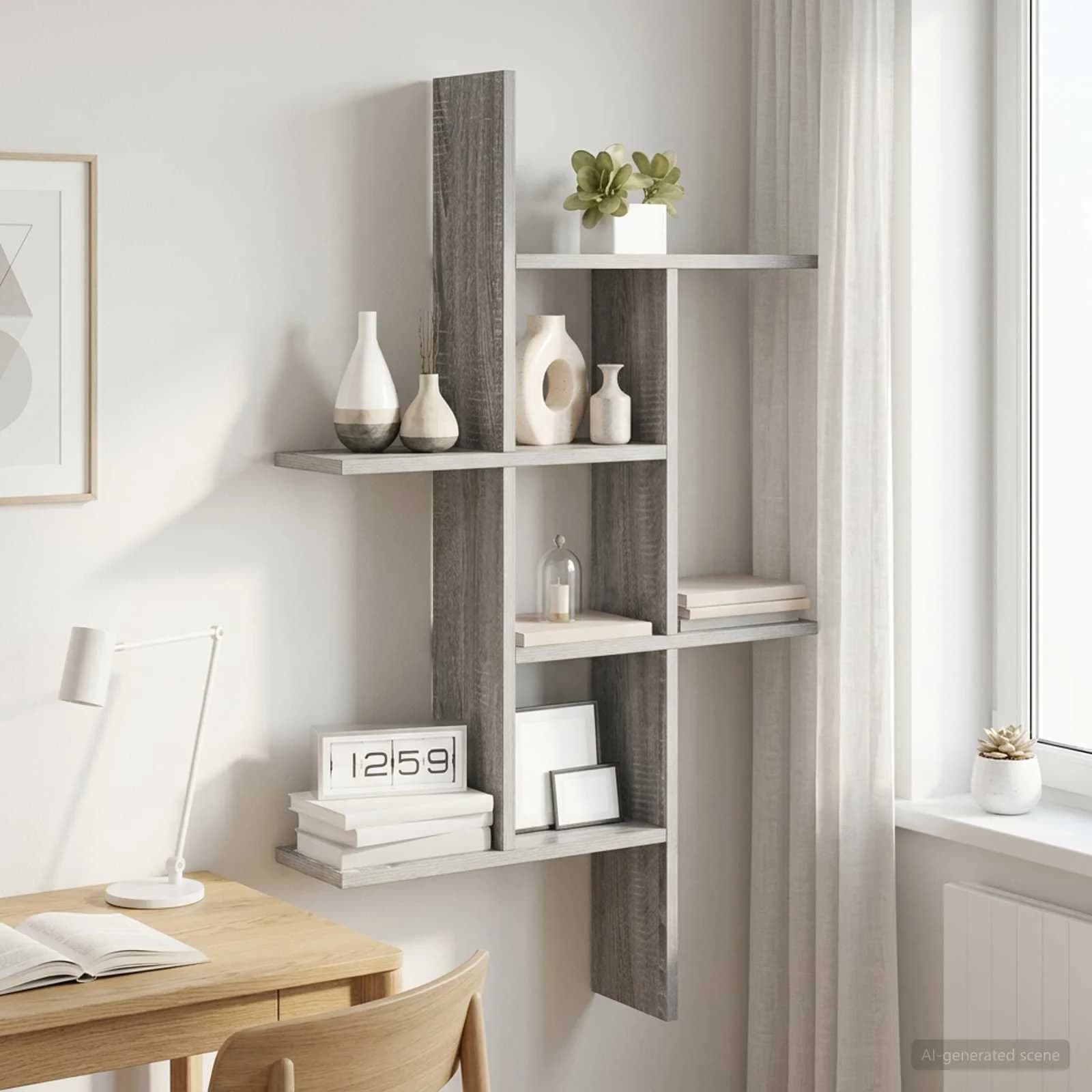 Stenska polica Siva Sonoma 61 x 15 x 102 cm Inženirski les