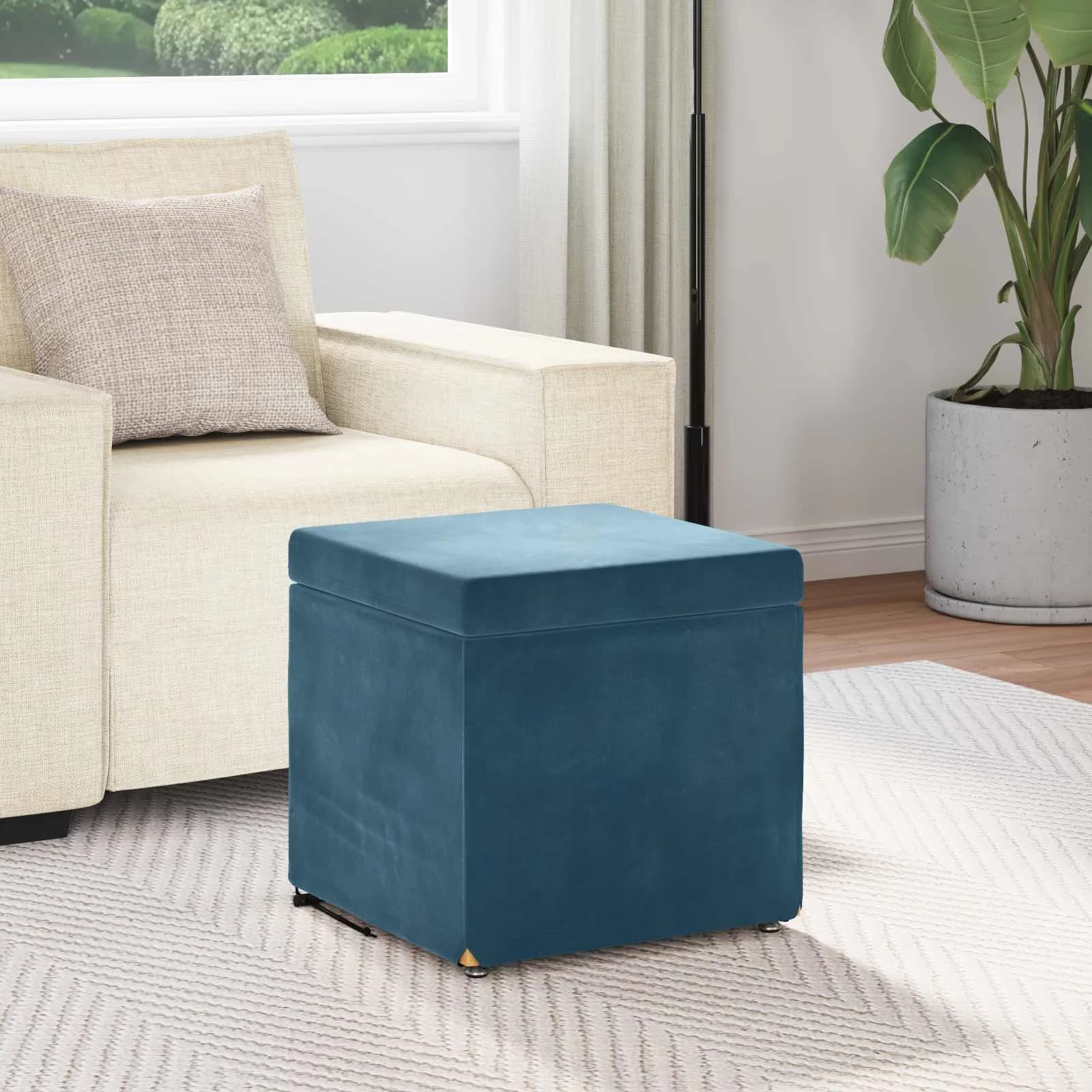 Stolica Modra 41 x 41 x 40 cm Samet in Umetno Leseno - slika 3