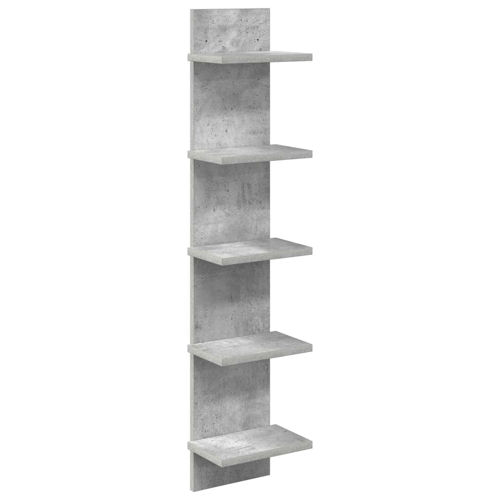 Stenska polica Betonsko siva 22 x 15 x 100 cm Inženirski les - slika 2