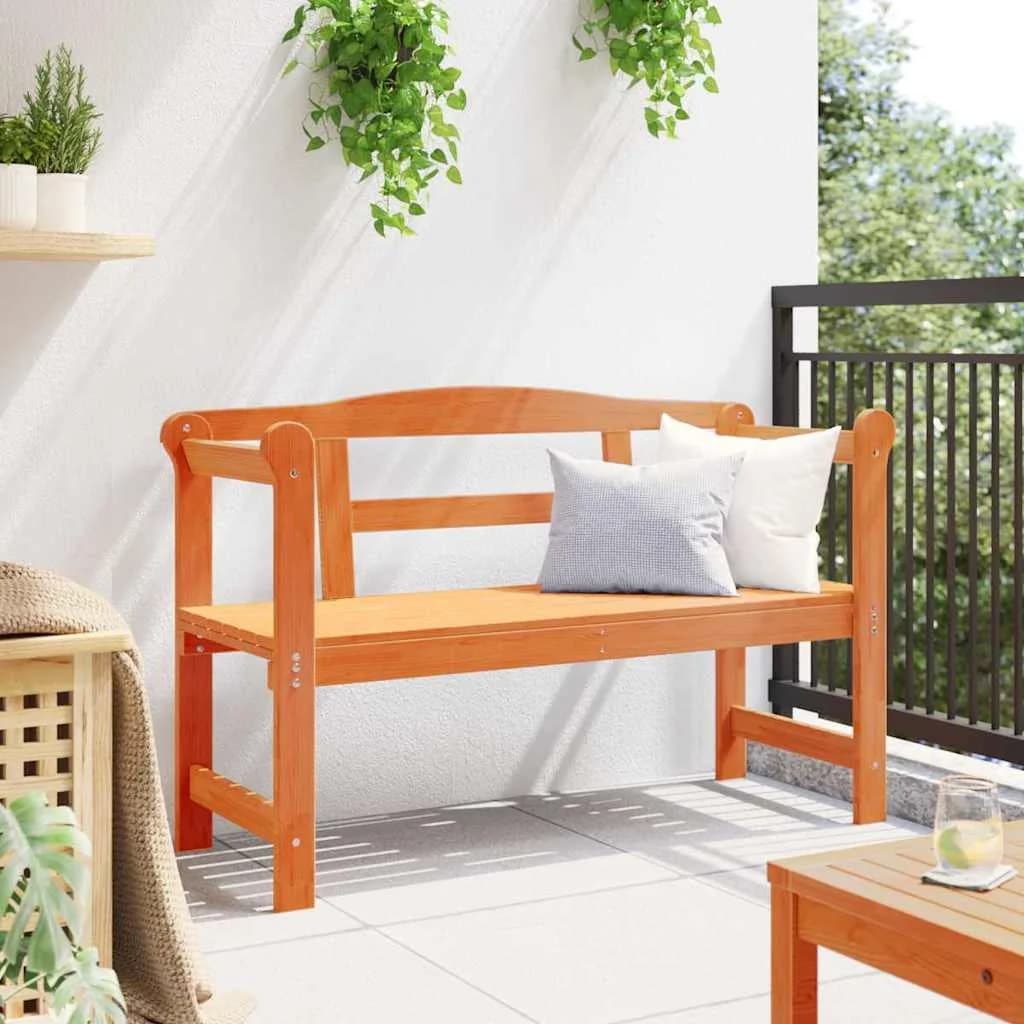Zunanja klop Rjava 119 x 44 x 76 cm Masivno borovo les - slika 4