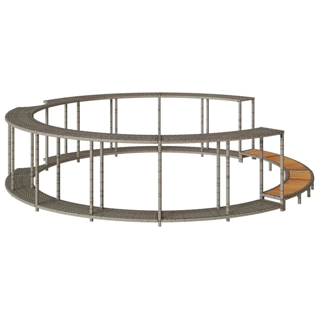 Hot Tub Surround s shranjevanjem in leseno stopnico Grey - slika 6