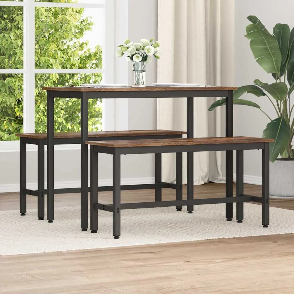 Jedilna klop 100 x 32,5 x 48,5 cm 2 kos Inženirski les in jeklo