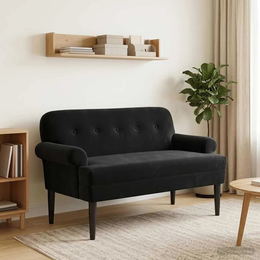 Dvojnica s gumbi Črna 120 x 66 x 78 cm Žamet