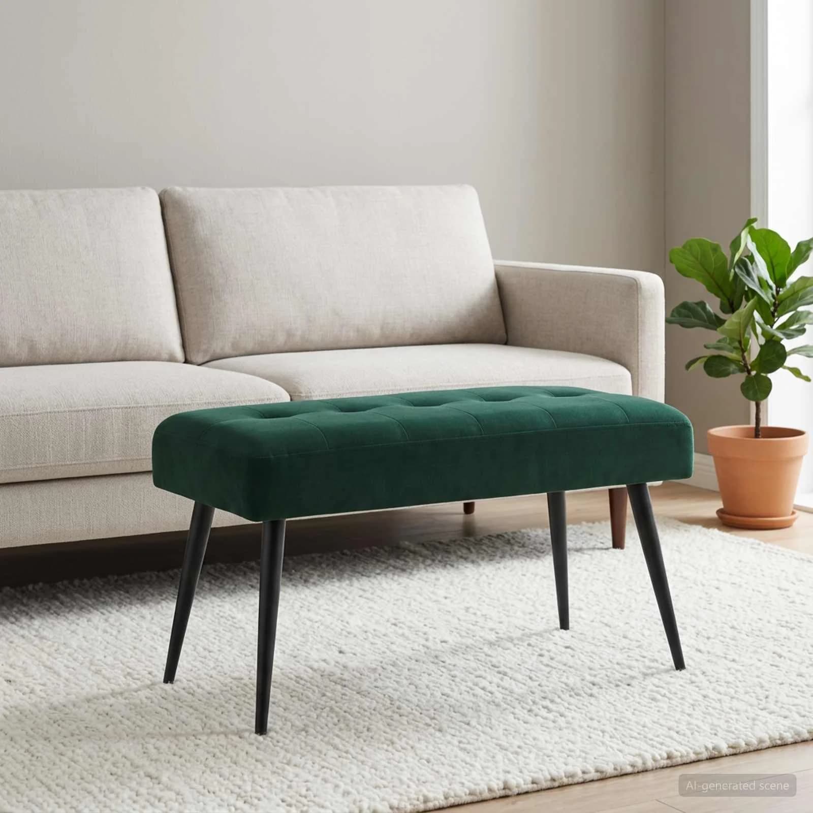 Klop s gumbnim oblazinjenjem Temno zelena 80 x 40 x 46 cm Žamet - slika 3